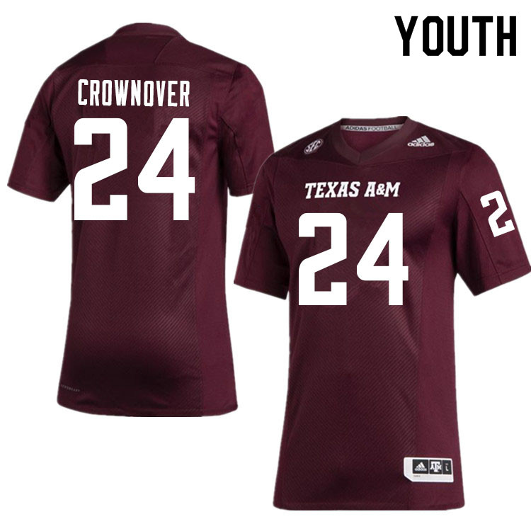 Youth #24 Earnest Crownover Texas A&M Aggies College Football Jerseys Sale-Maroon